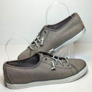 Sperry Top Sider Seacoast grey and silver metallic boat shoe woman's size 10